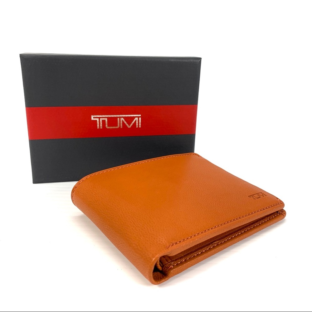 Tumi Chambers Orange Leather Wallet with ID Window